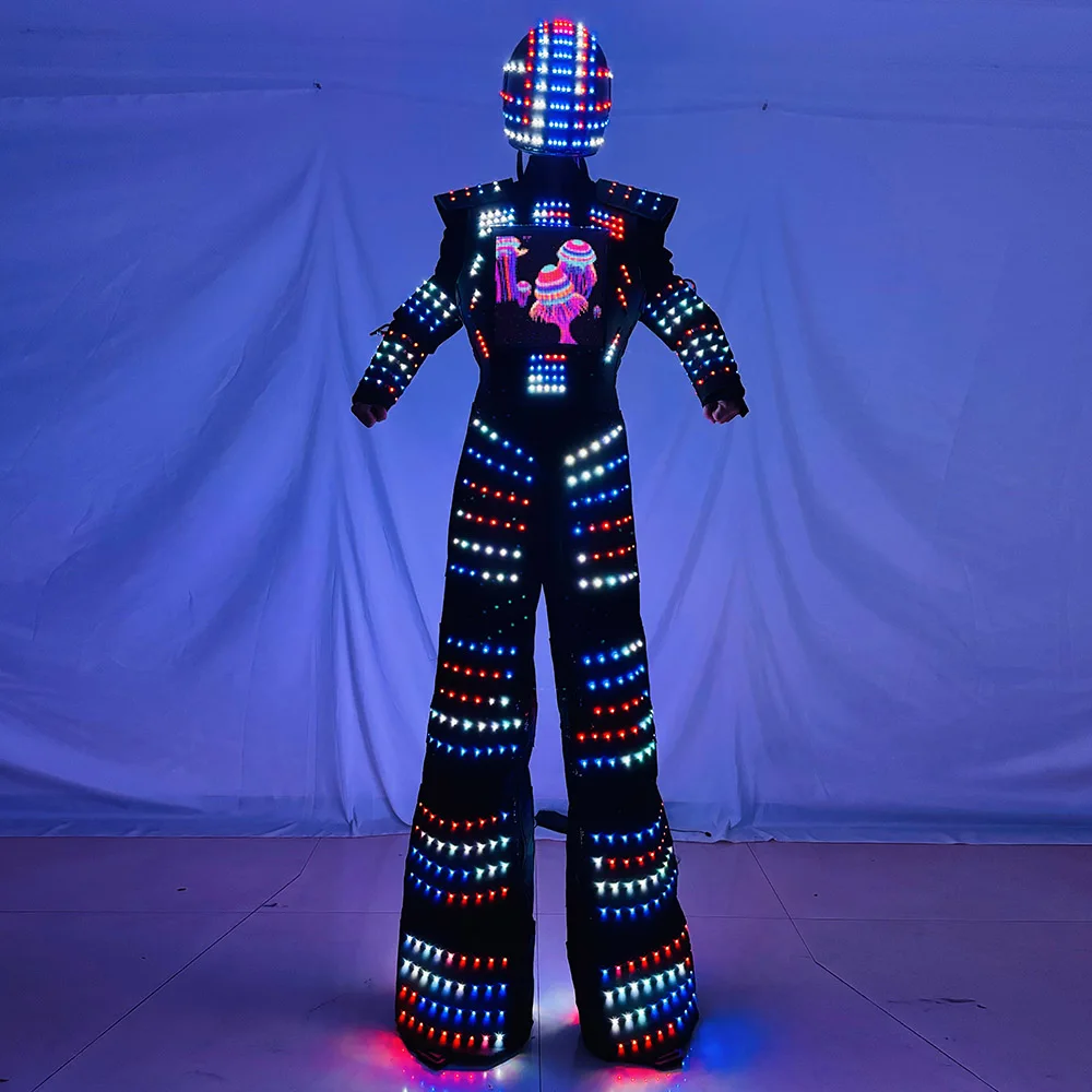

2025 Carnival Party Luminous LED Stilts Walker Costume Full Color Kryoman Celebrating Party Events Suit Carnival Halloween Party