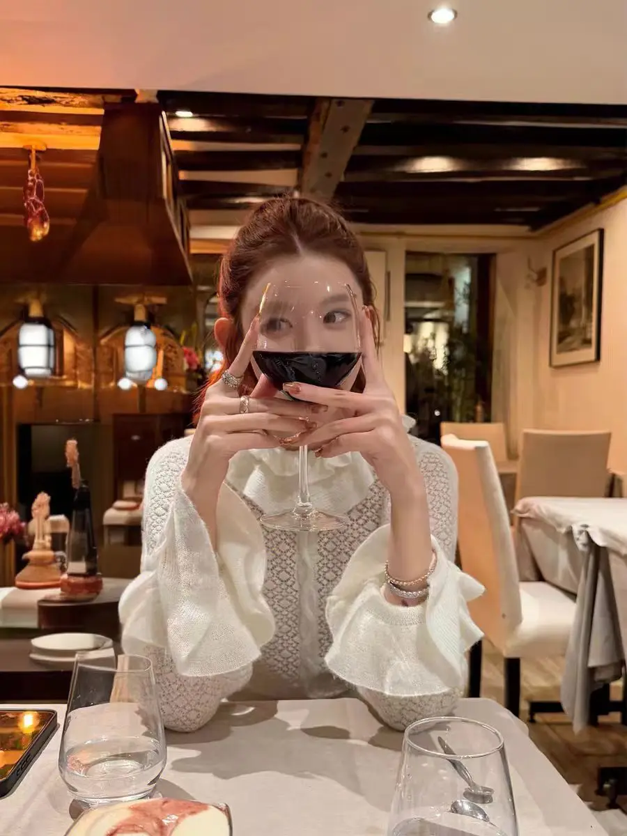 

Women Ruffles Knitted Patchwork Sweater Spring Autumn Comfortable Loose Fit Long Sleeve Pullovers Jumper Top F522