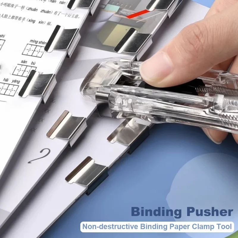 

Clip Stapler Reusable Push Clamp Book Binding Machine For Paper Documents File Stapler Office Accessories School Supplies