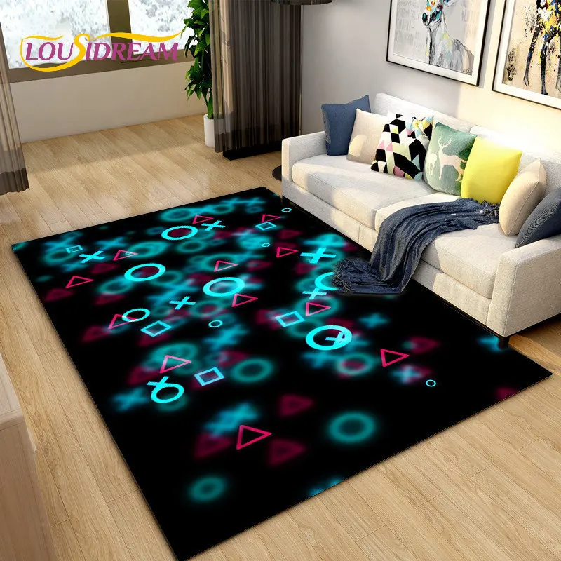 Cartoon Gamer Game Controller Area Rug Large,Carpets Rug for Living Bedroom Sofa Doormat Decoration,Kids Play Non-slip Floor Mat