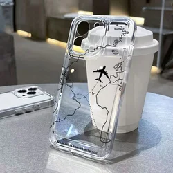 Travel-nspired Airplane Route Desian Clear Case For Xiaomi Poco F6 F5 X6 X5 X3 M6 Pro Mi 13 12 11 Lite 14 14T 13T 12T 12X Cover