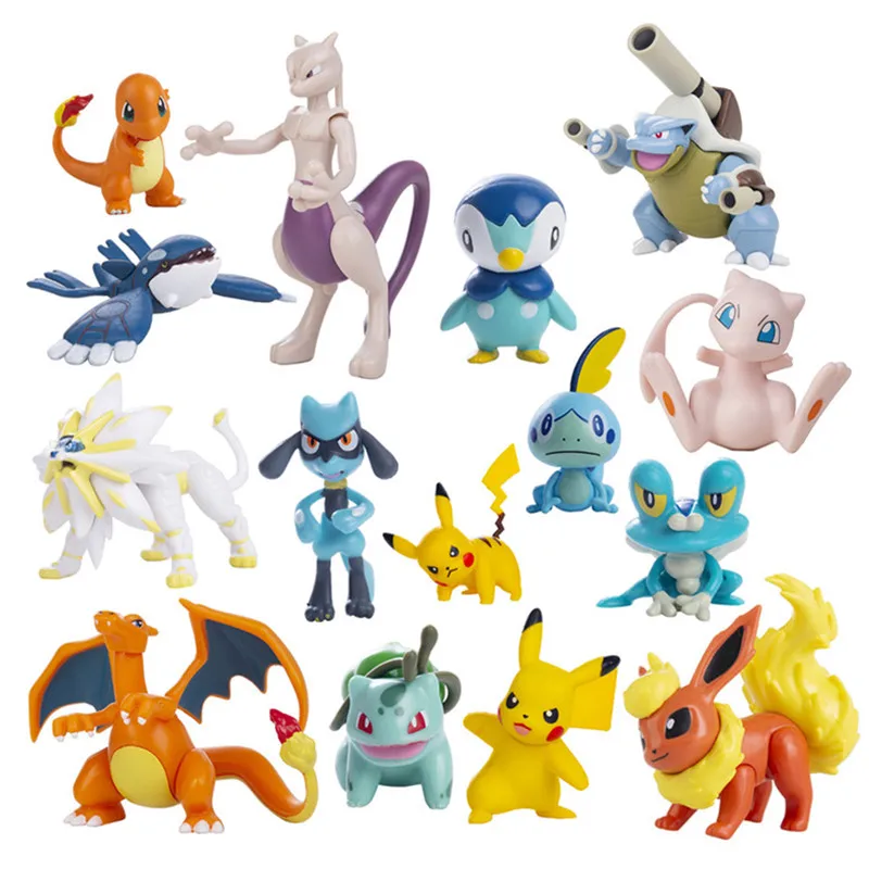 Figure Anime Pokémon: Pikachu, Eevee, Charizard, Mewtwo - Collezione di Personaggi Cartoon, Modellini Pocket Monster, Giocattoli d'Azione, Regalo di Compleanno
