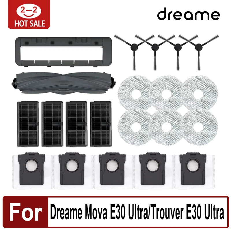 

Dreame Mova E30 Ultra / Trouver E30 Ultra Vacuum Cleaner Replacement Accessories Main Side Brush Filter Mop Dust Bag