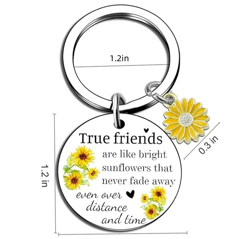 

1Pc True Friends Sunflower Keychain with Artificial Flowers, Faux Flowers, Fake Flowers - Perfect Birthday Gift for Girlfriend,