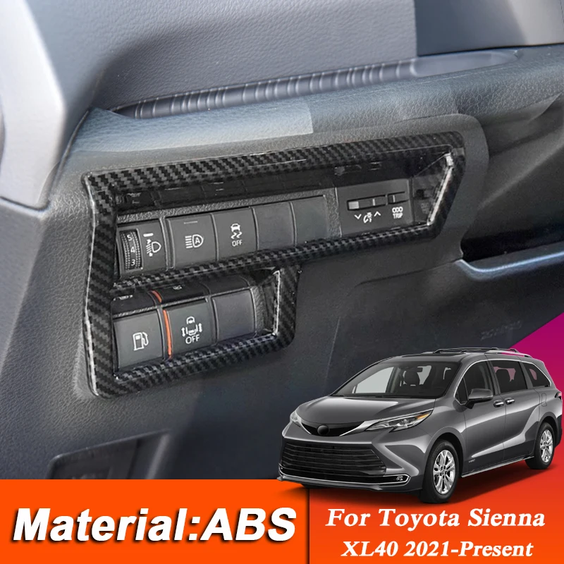 

For Toyota Sienna XL40 2021-Present ABS Car Styling Internal Left Center Control Sequins Frame Sticker Auto Accessory