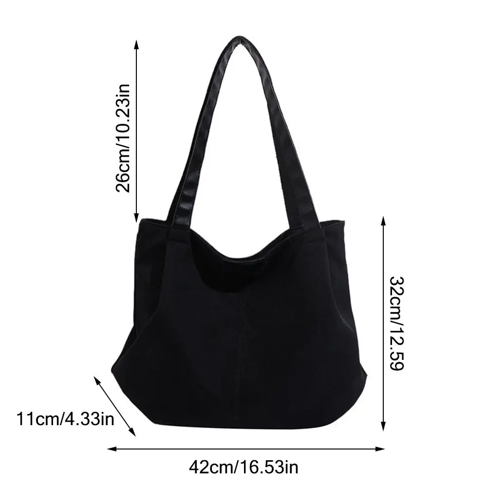 Solid Colour Women Canvas Shoulder Bags Reusable Lightweight Waterproof Handbag Shopper Bag Large Capacity Handbags