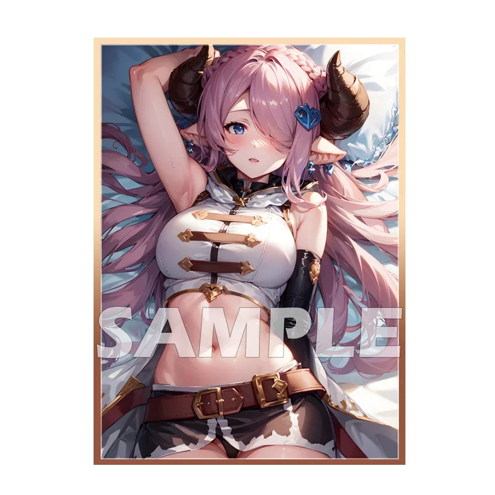 Fundas para tarjetas comerciales Flash de aluminio, 60 piezas, 67x92mm, para MTG, Granblue, Fantasy, Narmaya, Kawaii, Anime, Protector de tarjetas