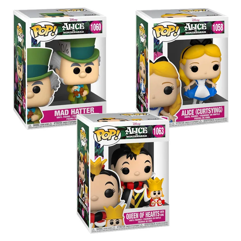 FUNKO POP Vinyl Figurine Alice in Wonderland 70th Queen King Alice Mad Hatter Gifts Toy Model Anime Figures Collect Ornaments