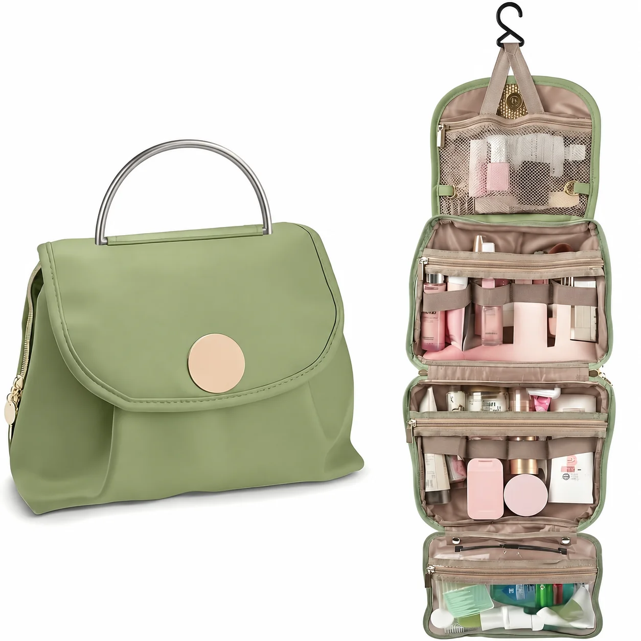 Hanging Toiletry Bag Large Capacity Travel Cosmetic Organizer Waterproof Makeup Storage Bag with Hook for Women