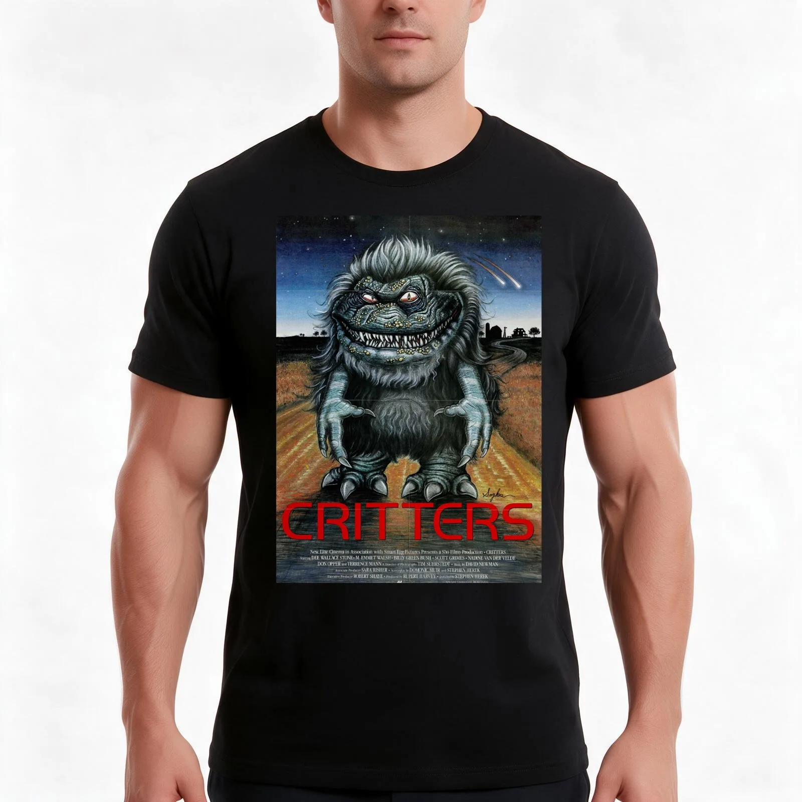 Critters T-Shirt, Summer Casual Cotton Tee, Oversized Streetwear Tops, Vintage Graphic Print, Loose Fit Short Sleeve