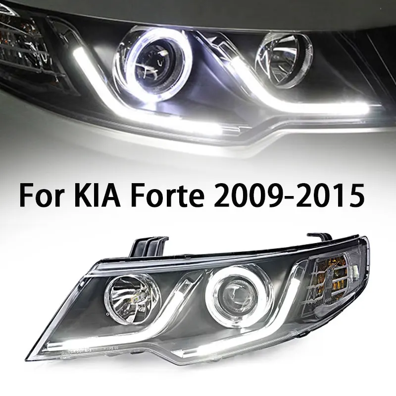 

Автостайлинг для Kia Forte светодиодный фары 2009-2015 фары Kia Forte DRL сигнал поворота Дальний свет ангельский глаз проектор