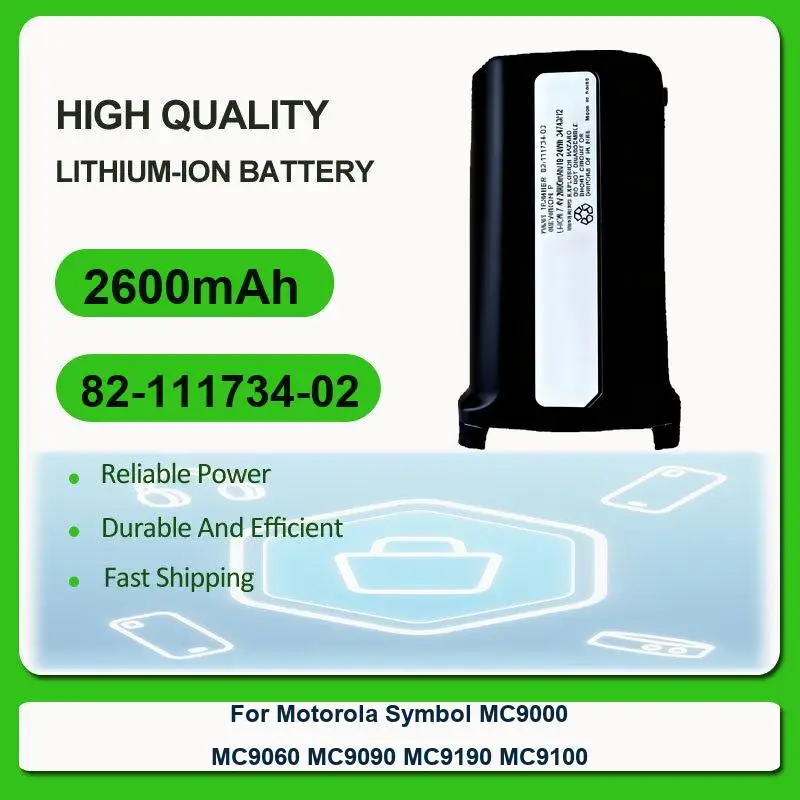 Replacement Barcode Collector Battery For Motorola Symbol MC9000 MC9060 MC9090 MC9190 MC9100 82-111734-02 2600mAh