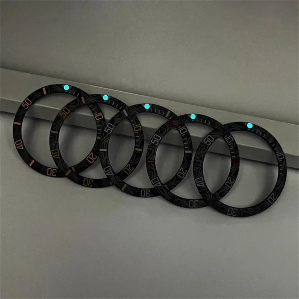 38mm Watch Bezel BGW9 Blue Luminous Watch Bezel Carbon Brazing Ceramic Ring Watch Inserts Modification Accessories