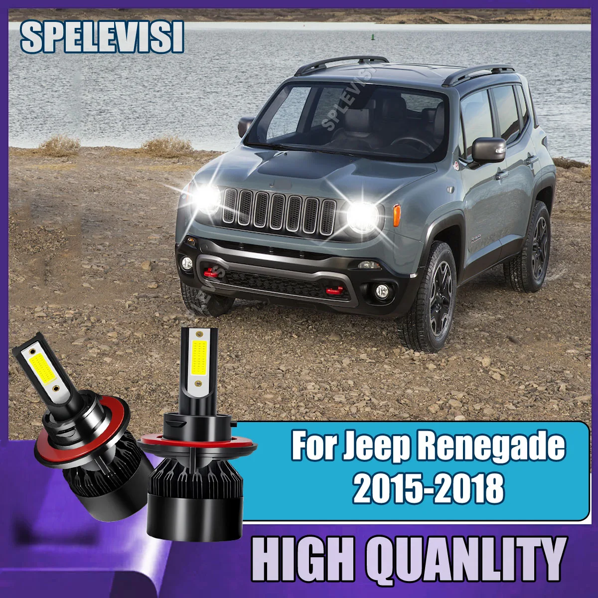 

H13 9008 Dual Beam LED Headlight Kit Brighter than Halogen w/ Perfect Beam Cutoff Pattern For Jeep Renegade 2015-2018 2016 2017
