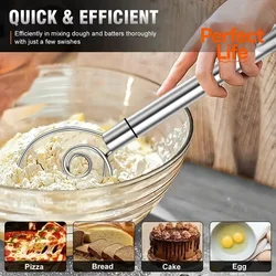 Dough Mixer Stainless Steel HandHeld Bread Blender Dough Scraper Double Hole Fast Stirring Tool Danish Dough Whisk Egg Stirrer
