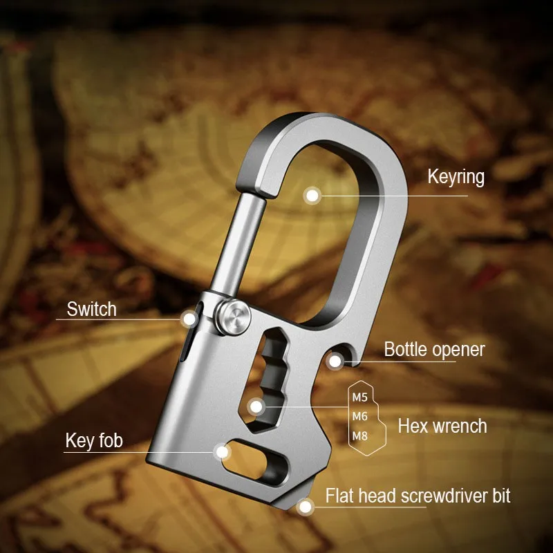 Titanium Alloy Buckle Keychain Bottle Opener Hex Wrench Screwdriver Camping Waist Belt  Key Ring Multifunctional EDC Tools