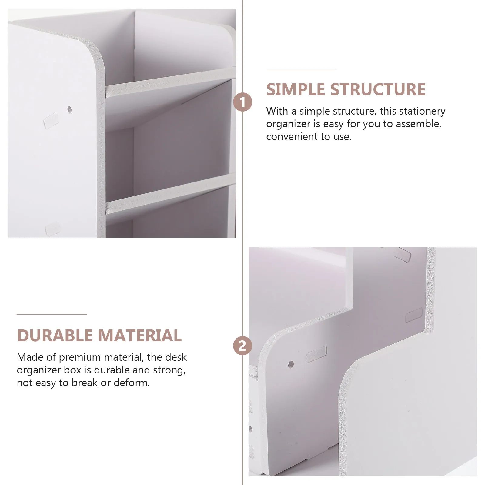 

Desk Organizer Box Multifunctional Wooden Desktop Stationery Storage Rack with Multiple Compartments for Office School Home Pen