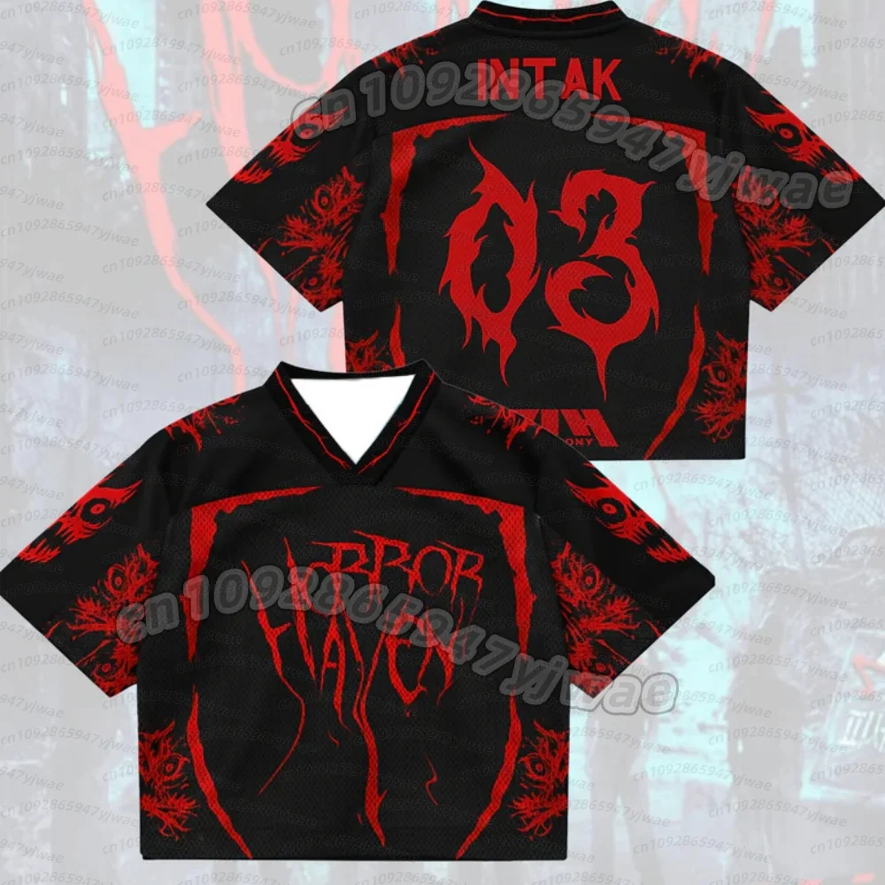 2026 Sommer Damen Herren CreepEye Horror Haven P1harmony Fans Mesh Trikot INTAK Fans T-Shirt V-Ausschnitt Trikot Kurzarm T-Shirt – Detail 8