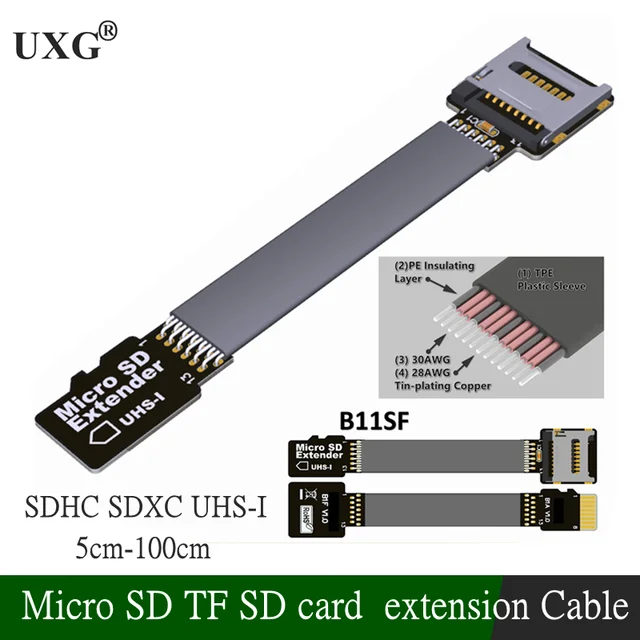 Wysokiej prędkości SDHC SDXC UHS-I Micro SD TF karta SD rozszerzenie męskie i żeńskie kabel FPC czytnik kart kabel 5cm 10cm 20cm 30cm 50cm 1m
