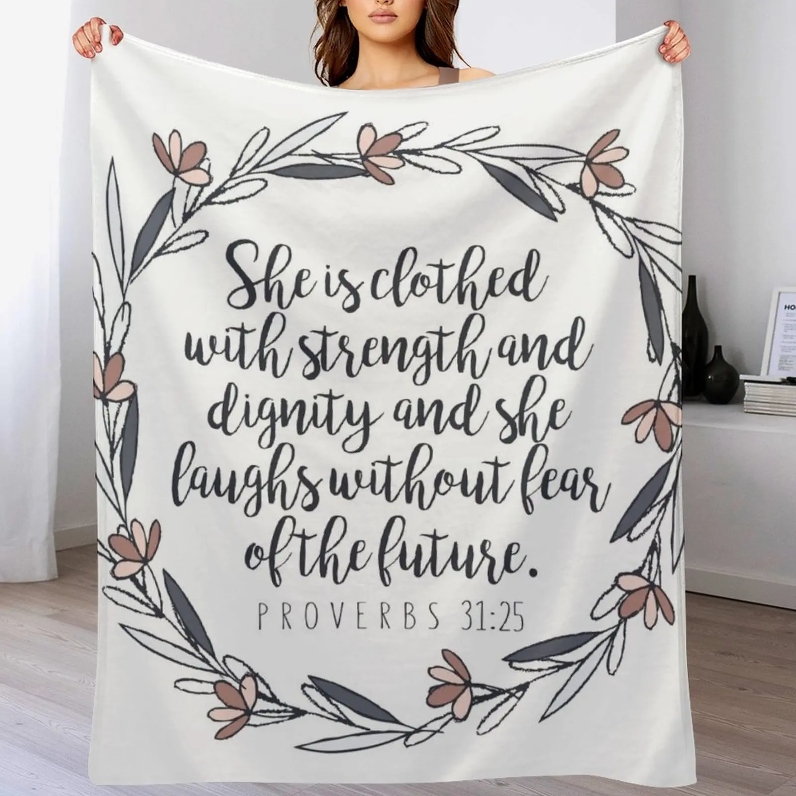 Bibelvers – Sprüche 31:25 Überwurfdecke für den Winter, weiche Bettdecken