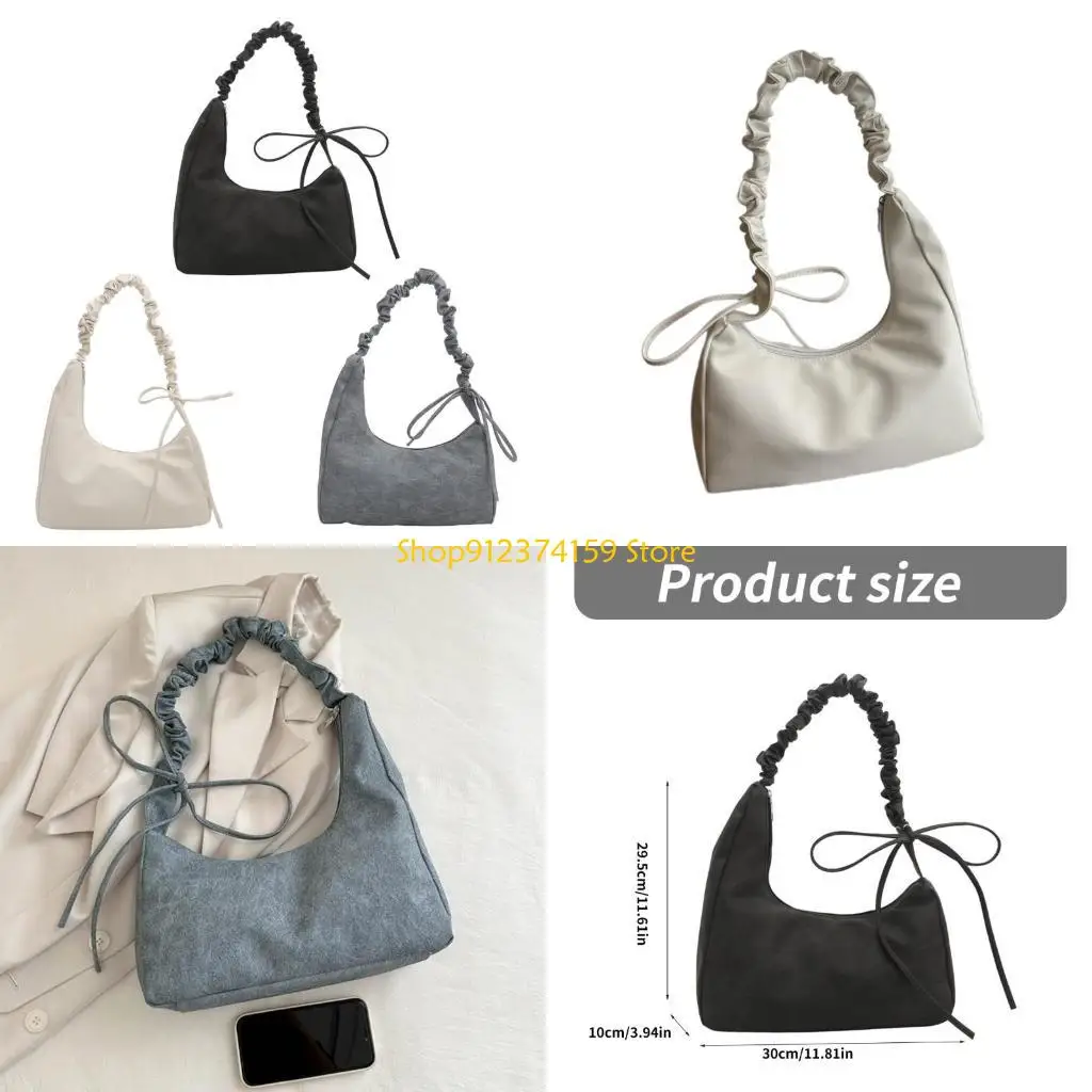 G5AE Women Crossbody Bag Pleated Shoulder Bag PU Leather Armpit Bag Shopping Dating Bag Trend Aesthetic Handbag for Travel