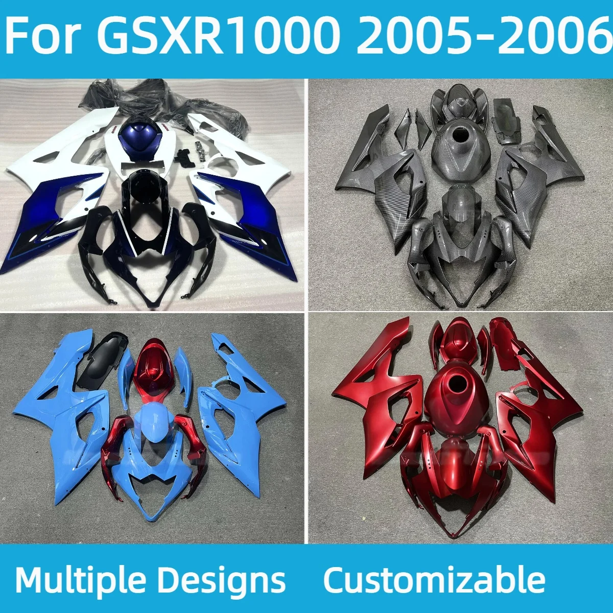 

Обтекатели мотоцикла GSXR 1000 2005 2006, для GSXR1000 05 06, комплект обтекателей из углеродного волокна Aftermaket, комплект обтекателей для кузова, инъекция