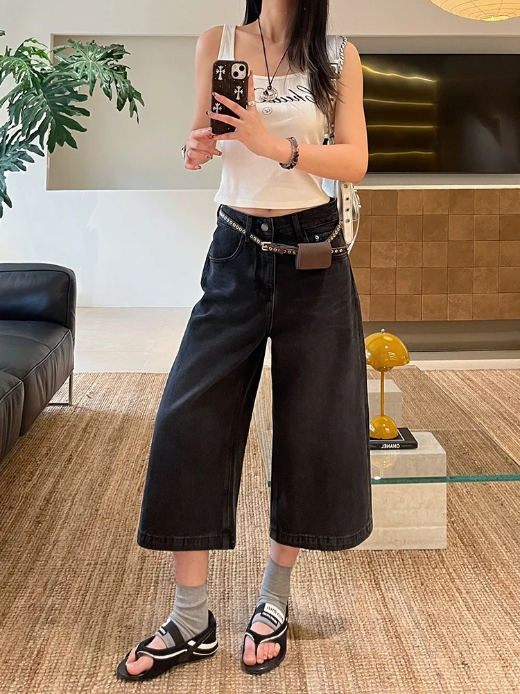 

Женские джинсы с высокой талией и широкими штанинами, весна 2026, свободный крой, без стрейча, длина 7 дюймов, модель «Бабушкины брюки»