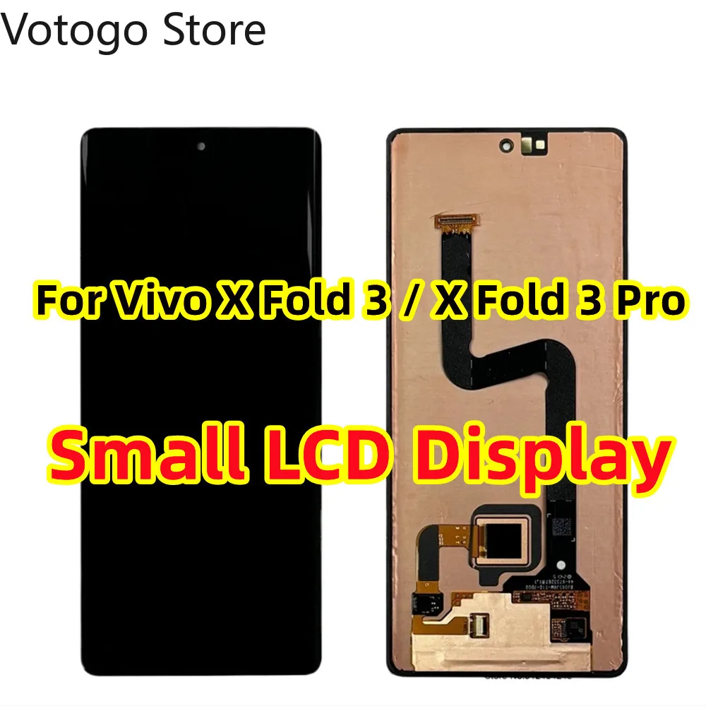 Small LCD Display For Vivo X Fold 3 Pro AMOLED External Screen Touch Digitizer Assembly XFold3 V2337A Replace - With fingerprint