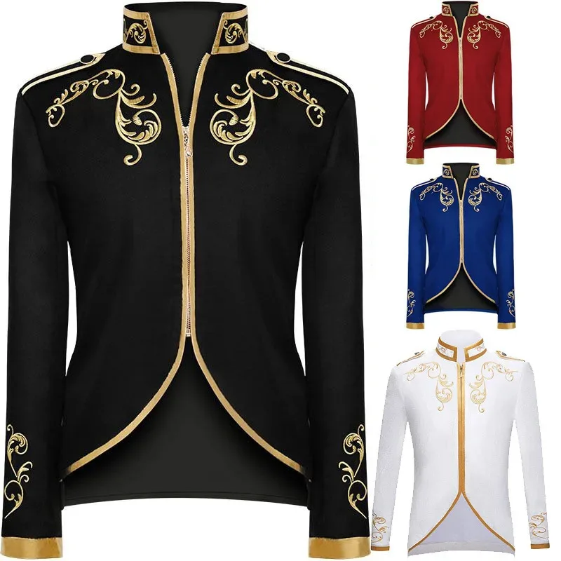 Zizi 2025 Cosplay Medieval bordado dorado rey Príncipe renacentista disfraces de Halloween chaqueta prendas de vestir traje superior rojo negro azul W