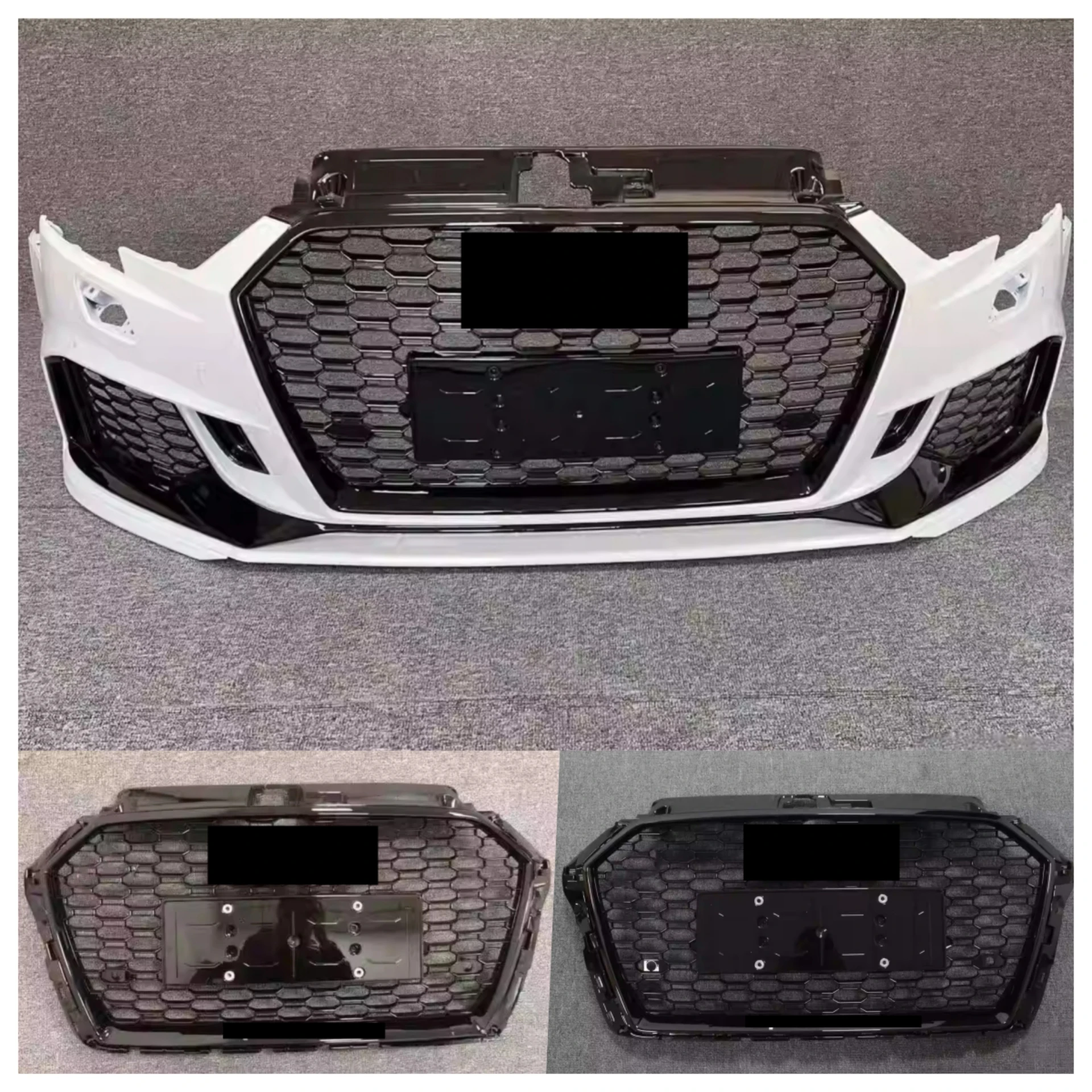 Body Kit Front Bumper Assembly Grille Fog Lamp Frame for Audi A3 17-20 Convert RS3 Bumper Car Accessories