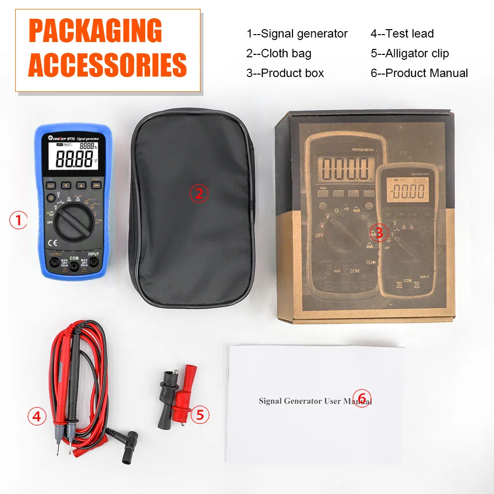 TOOLTOP ET72 Signal Generator 8 Thermocouple Measure 4-20mA Analog Transmitter Process Instrumentation for Debug Maintenance