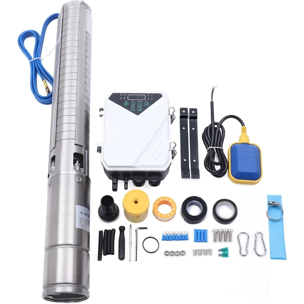 4 Inch Solar Water Pump Solar Deep Well Submersible Pump 110V 1500W DC Submersible Solar Water Pump stainless steel Farm