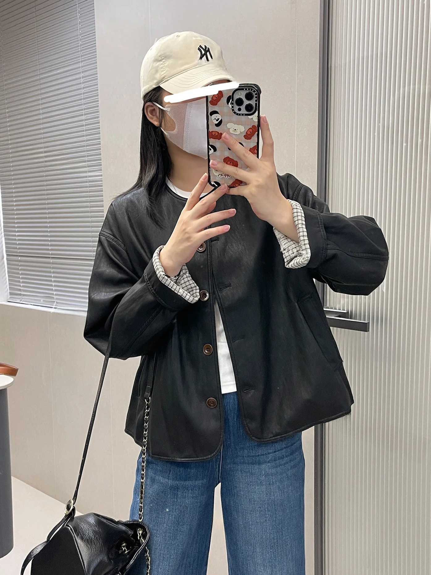 เสื้อแจ็คเก็ตหนัง PU ทรงวินเทจ ทรงกลม แบบนุ่มด้าน สไตล์ไบค์เกอร์ สำหรับคนตัวเล็ก เหมาะสำหรับใส่ทำงาน ทรงหลวม แขนยาว