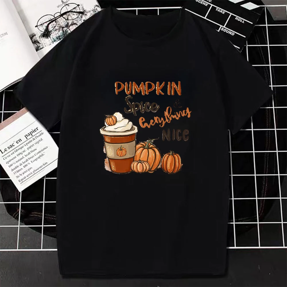 Funny Tshits Pumpkin Print All Good Autumn Fashion Unique New Style Hot Sale Unisex Casual O-neck High Quality Cotton Novelty