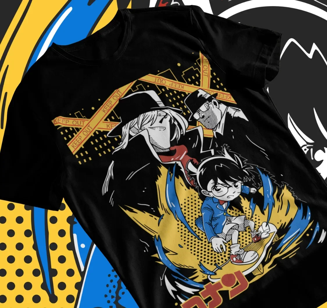 

Футболка Detective Conan, футболка с рисунком из аниме, мягкая футболка с замком