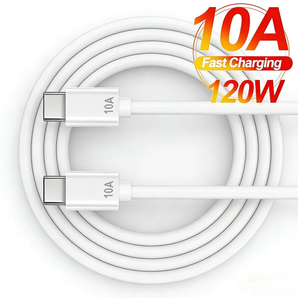 Type C to USB-C Cable 120W 10A Super Fast Charging For iPhone Samsung Xiaomi Universal Phone Dual PD Quick Charge 3.0 Data Cord
