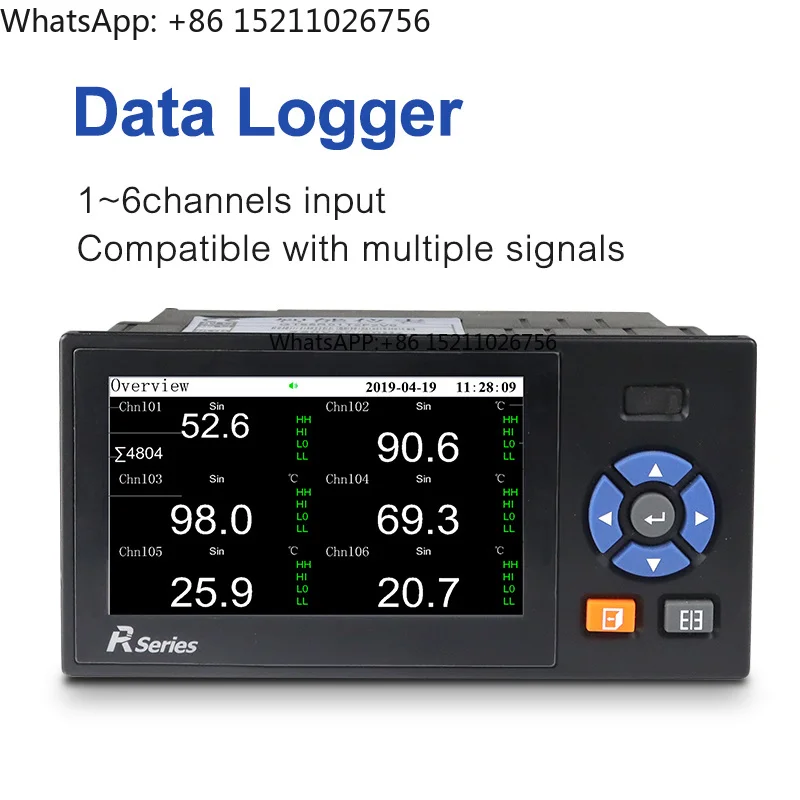 Data Logger 1~6 Channel Input Compatible with Various Signals Flow, Pressure and Temperature Data Monitoring and Recording