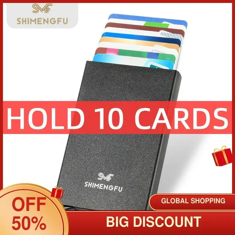 SHIMENGFU Slim RFID Credit Card Holder Pop up Smart Wallet Aluminum Metal Bank Card Pocket Case for Men And Women Business