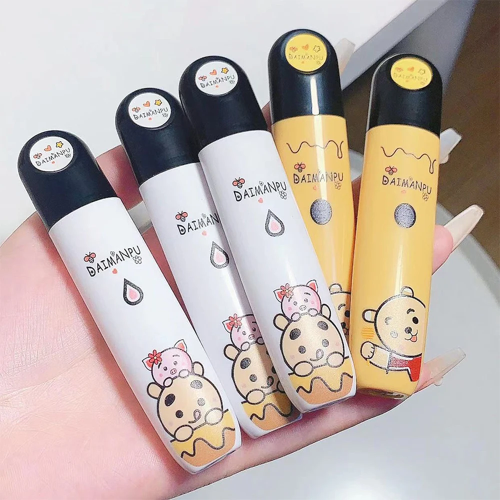 Cute Bear Jelly Mirror Water Lip Glaze Matte Velvet Lipstick Waterproof Long Lasting Non-Stick Cup Lip Gloss Korean Cosmetics