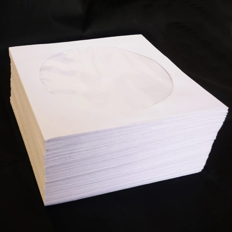 50pcs Mini DVD Paper Flap Sleeves Clear Window Case Cover Envelope