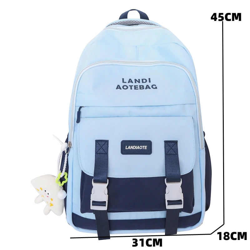 Teenage Girl Boys Fashion School Bag College Student Women Backpack Trendy Travel Lady Laptop Cute Backpack Black New Female Bag