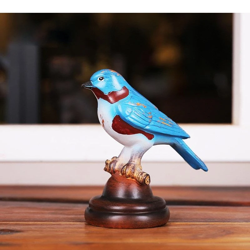 Simulated Bird Model Sparrow Statue Room Aesthetics Desk Decoration Painted Sculpture Resin Ornaments Modern Home Decor