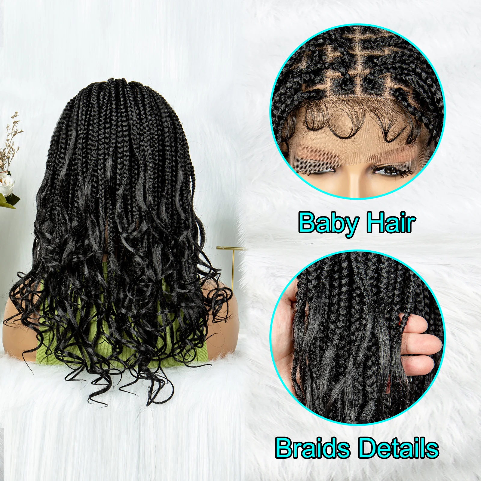 Synthetic Lace Front Wig Braided Wigs Square Knotless Box Braids Wigs for Black Women Synthetic Wig