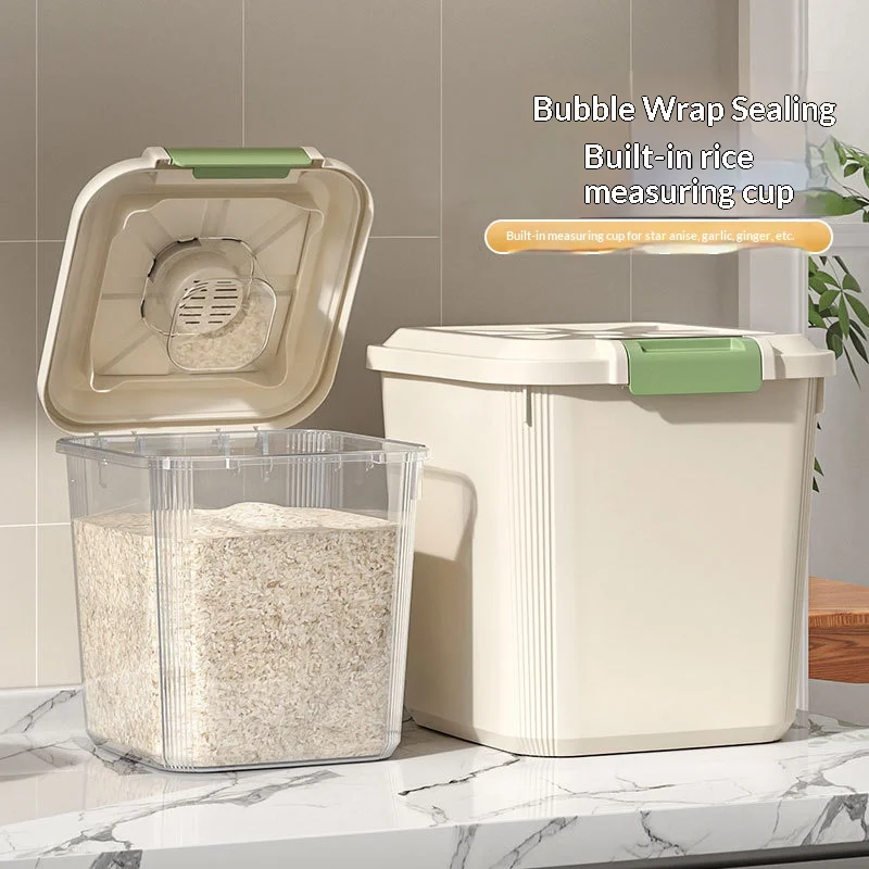 1pc Food-Grade Transparent Rice Dispenser with Wheels, Airtight Kitchen Insect & Moisture Proof Grain Storage, Flip Lid Design