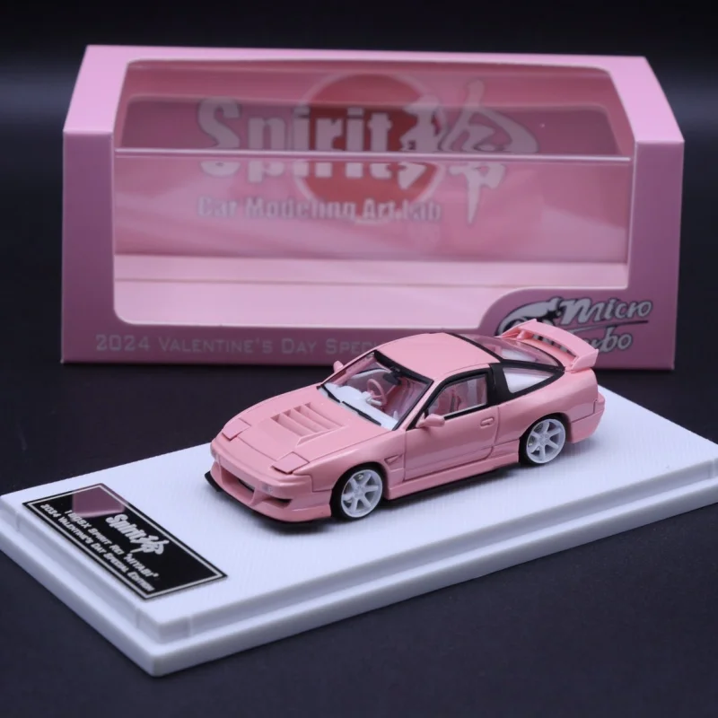 Modelo a escala 1:64 del coche 180SX, edición limitada del Día de San Valentín, modelo a escala en miniatura moldeado en aleación, artículo de decoración para adultos, regalo de cumpleaños para niños