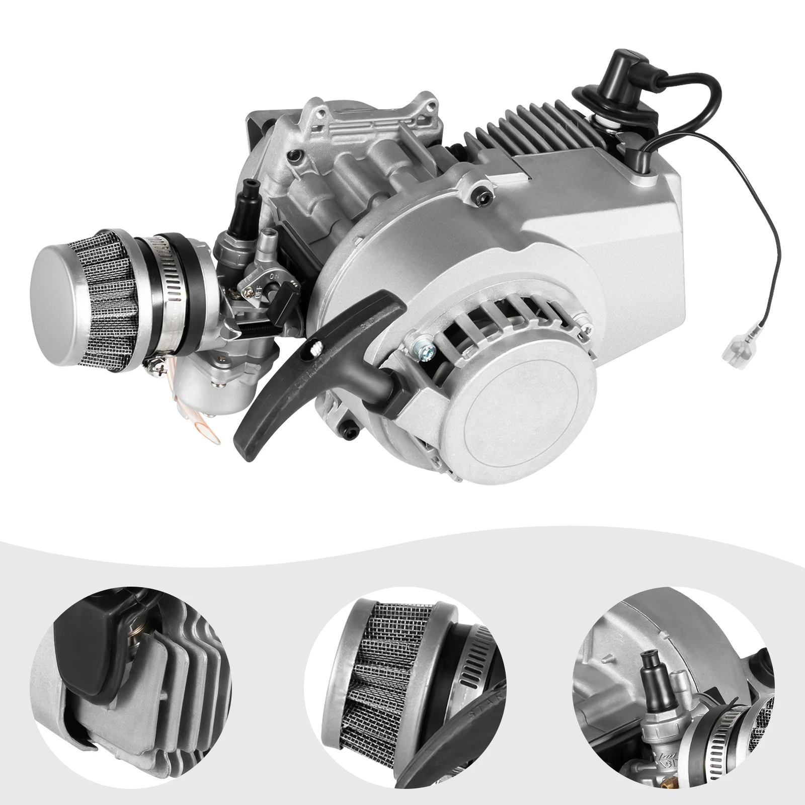 49CC 2-Stroke Pull Start Engine Motor Kit Air Filter Fast Start Mini Dirt Bike ATV Pocket Bike Scooter Engine Motor 