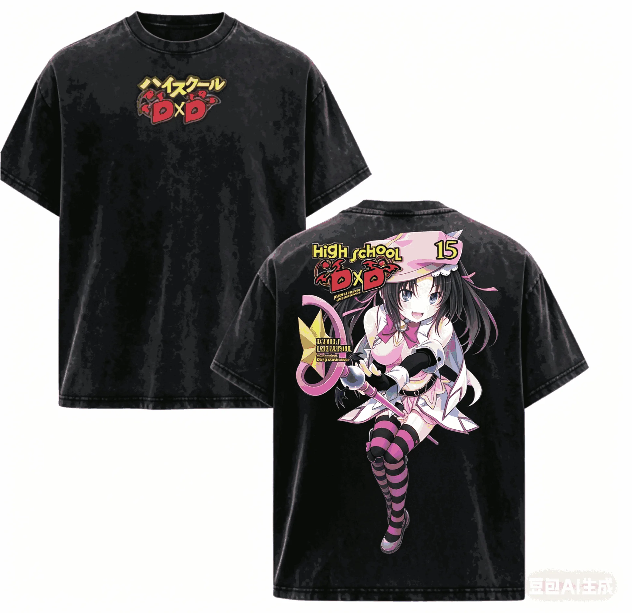 High School DxD Washed T-shirt 2026 New Model personality Clothes shirt Year round clothing Retro Fashion Vintage Couples soft