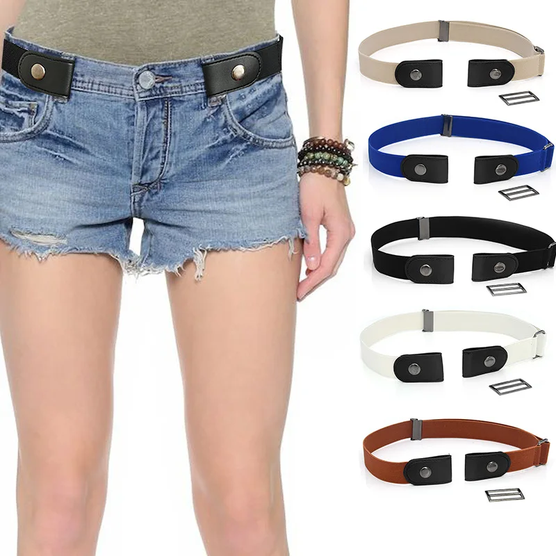 

Buckle-Free Waist Belt Jeans Pants No Buckle Decorative Waistbands Faux Leather Slim Belts Elastic Invisible Belt For Women