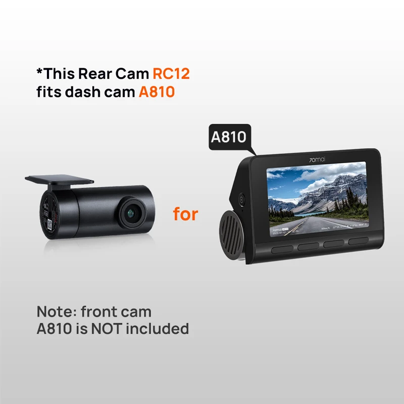 Original 70mai Rear Cam RC12 for 70mai Dash Cam A810 WDR Supported