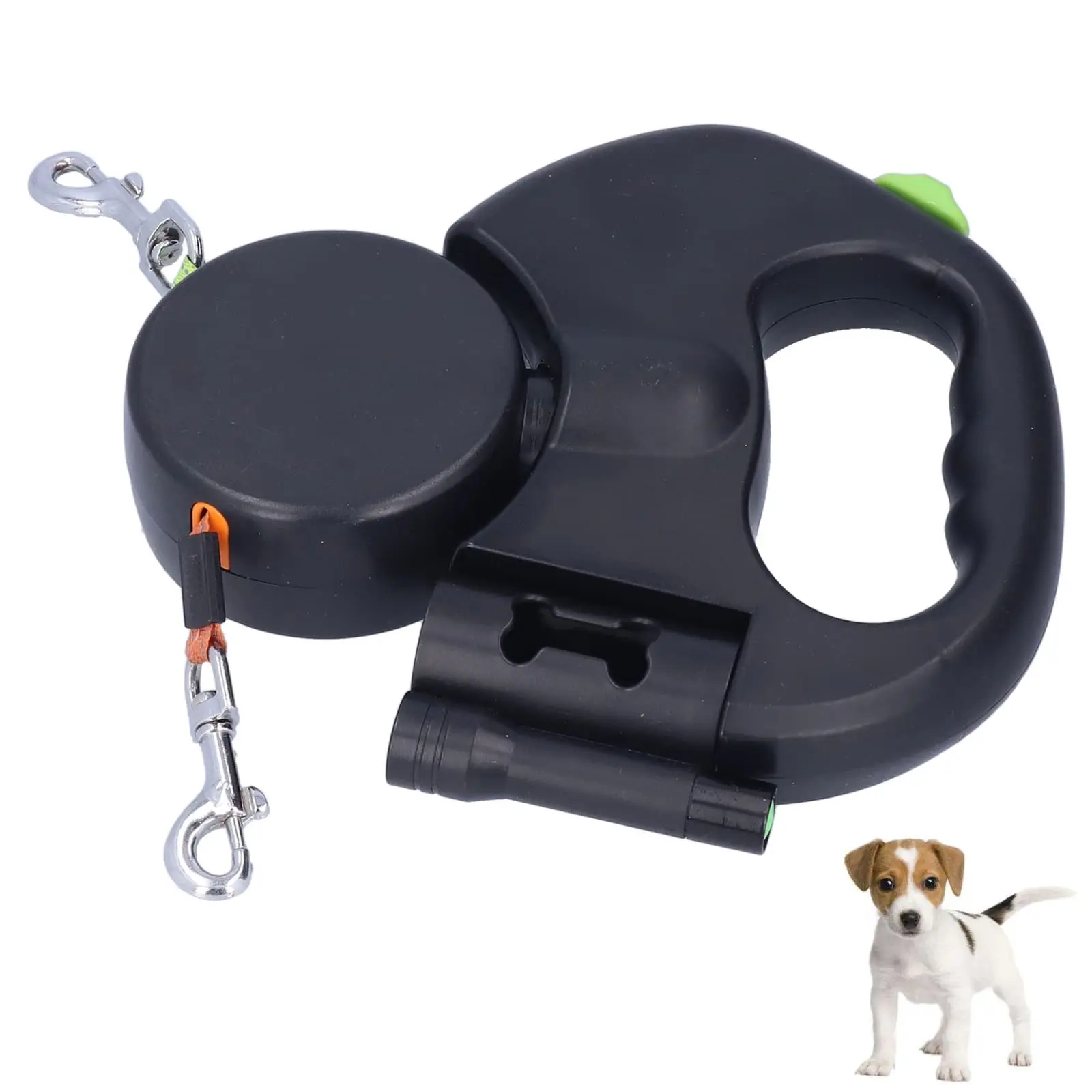 Double Dog Leash 9.8ft Reflective Nylon with One-Hand Brake 360 Rotating Buckle for Walking Two Dogs Up to 55 lb Each